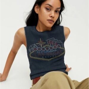Urban Outfitters Y2K Tank Top with Las Vegas Rhinestone Design